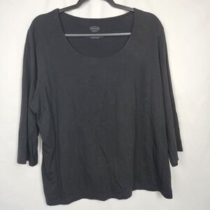 Talbots Woman 3/4 Sleeve Shirt Solid Black‎ Scoop Neck Plus Size 2X